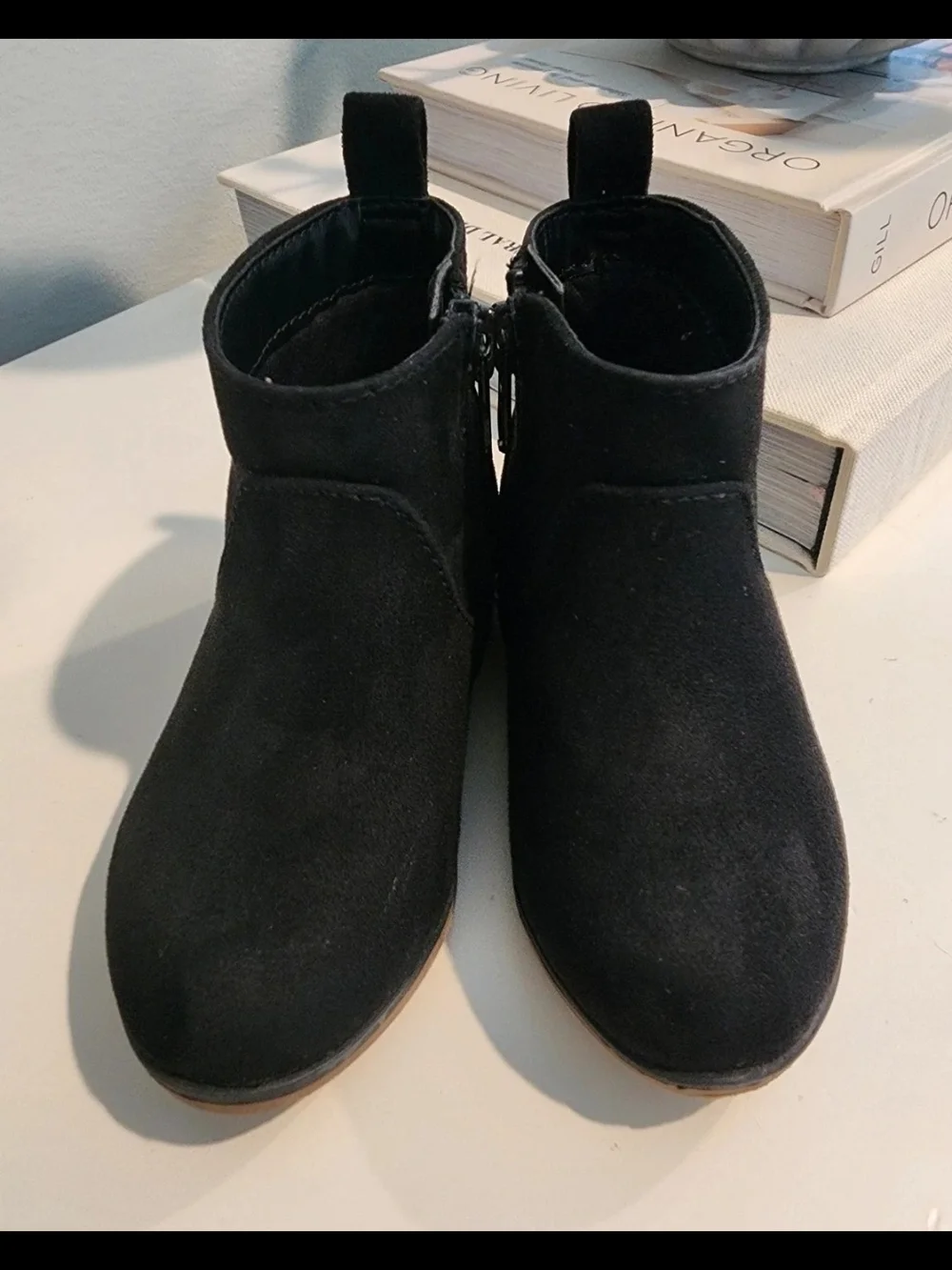 Cat & Jack Black Suede-Look Kids Ankle Boots